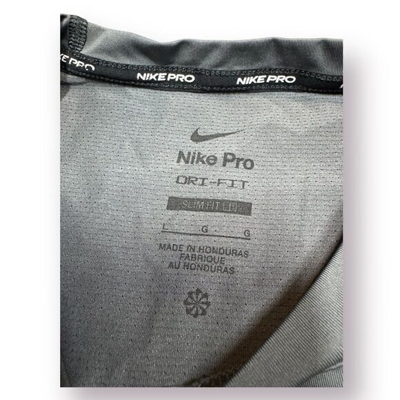 Nike Pro Dri-FIT Men's Short Sleeve Shirt Top Iron Grey‎ Black Size Large - Picture 3 of 4